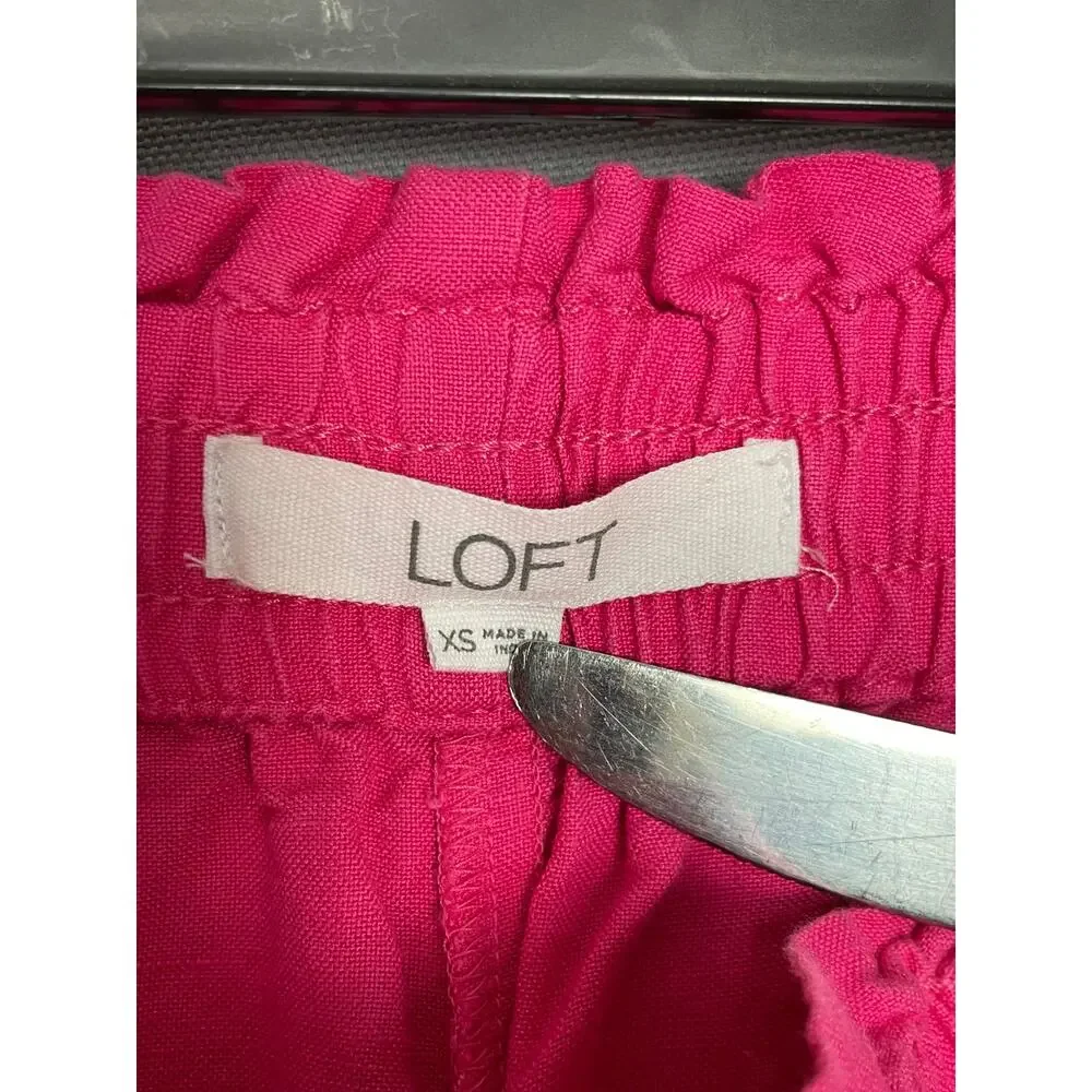 Loft Bright Pink Linen Blend Shorts Size XS‎ Stretch Summer Breathable Pockets